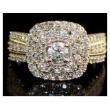 10kt Gold 1.25 ct  Cushion Halo Diamond Ring