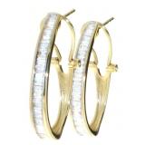 14kt Gold 1.50 ct Baguette Diamond Hoop Earrings