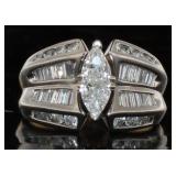 14kt Gold Marquise Cut 1.56 ct Diamond Ring