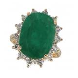 14kt Gold 12.27 ct Oval Emerald & Diamond Ring