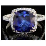 14kt Gold 6.98 ct Sapphire & Diamond Ring