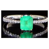 14kt Gold 1.14 ct Natural Emerald & Diamond Ring