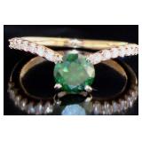 14k Gold 1.29 ct Green Diamond Ring