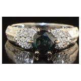 18k White Gold 1.78 Fancy Green Diamond Ring