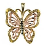 14kt Gold Gorgeous Two-Tone Butterfly Pendant