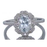 Oval 2.21 ct Aquamarine & Diamond Ring