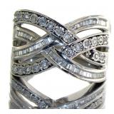 Brilliant 1.00 ct Baguette Diamond Cocktail Ring