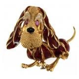 18kt Gold FRASCAROLO Ruby & Diamond Basset Hound