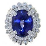 14kt Gold 15.36 ct Sapphire & Diamond Ring