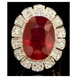 14kt Gold 22.37 ct Ruby & Diamond Ring