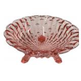 10 " Pink Glass Footed Bowl