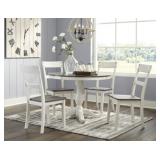 Ashley D287 Antique White Round Table & 4 Chairs