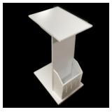 White Chairside Magazine Rack Table