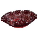 7.5 " Fenton Ruby Ruffled Edge Bowl