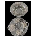 Silver Overlap Footed Bowl & Tray