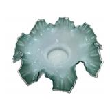 9 " Teal Ruffled Edge Bowl