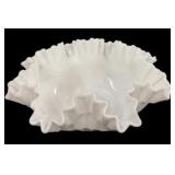 Ruffled Edge Milk Glass Bowl