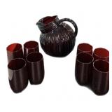 Ruby Pitcher & 8 Glasses