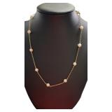 10kt Gold 17" Pearl Station Necklace