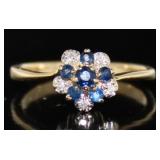 14kt Gold Vintage Natural Sapphire & Diamond Ring