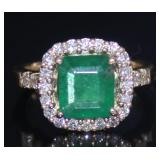 14kt Gold 3.61 ct Natural Emerald & Diamond Ring
