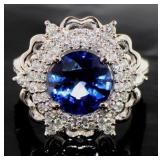 14kt Gold 5.09 ct Sapphire & Diamond Ring
