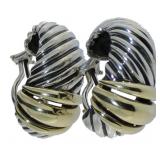 David Yurman 14kt Gold & Sterling Hoop Earrings