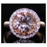 10kt Rose Gold 4.39 ct Morganite & Topaz Halo Ring