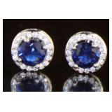 Round Brilliant 1.50 ct Sapphire Stud Earrings