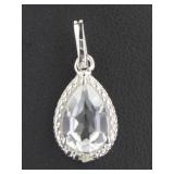 Natural Pear Cut Aquamarine & Diamond Pendant