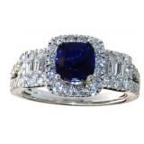 14kt Gold 2.25 ct Sapphire & Diamond Ring