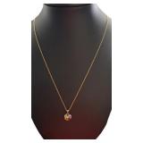 10kt Gold 18" Genuine Gemstone & Diamond Necklace