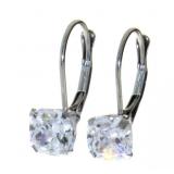 10kt White Gold Swarovski Leverback Earrings