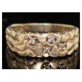 10kt Gold Mens Diamond Nugget Ring