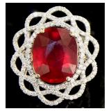14kt Gold 20.95 ct Brilliant Ruby & Diamond Ring