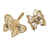 14kt Gold Lot of 2 Butterfly Pendants