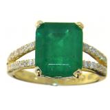 14kt Gold 4.53 ct Natural Emerald & Diamond Ring
