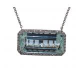 14k Gold 12.42 ct Aquamarine & Diamond Necklace