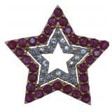 10kt Gold Large Ruby & White Topaz Star Pendant