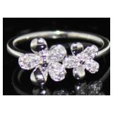 14kt White Gold Diamond Flower Ring