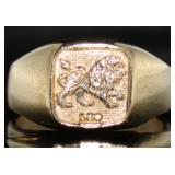 10kt Gold Mens Leo Zodiac Sign Ring