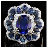 14k Gold 7.58 ct Sapphire & Diamond Ring
