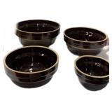 4 Pc USA Brown Ware Mixing Bowl Set