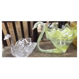 (2) PCS Estate Glass Swans