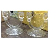 (2) PCS Estate Glass Candle Holders