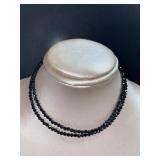 Natural 2.5mm Black Spinel 18" Necklace