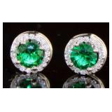 Round Brilliant 1.50 ct Emerald Halo Earrings