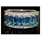 Natural 3.50 ct London Blue Topaz Designer Ring