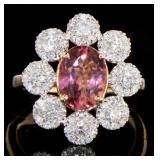 14Kt Rose Gold 2.35 ct Tourmaline and Diamond Ring