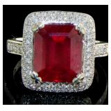 14kt Gold 7.71 ct Ruby and Diamond Ring